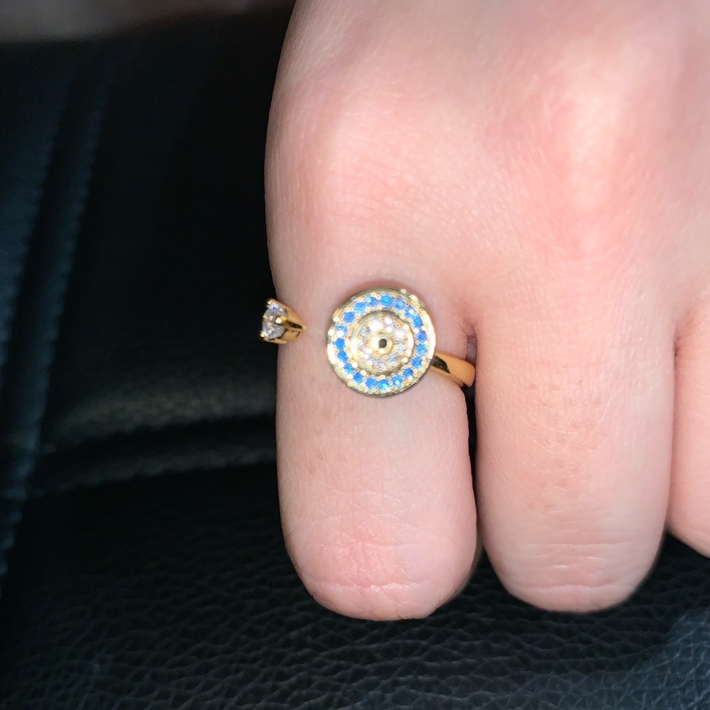 fashion jewelry Evil Eye spinning gold Electroplated copper Fidget ring.
